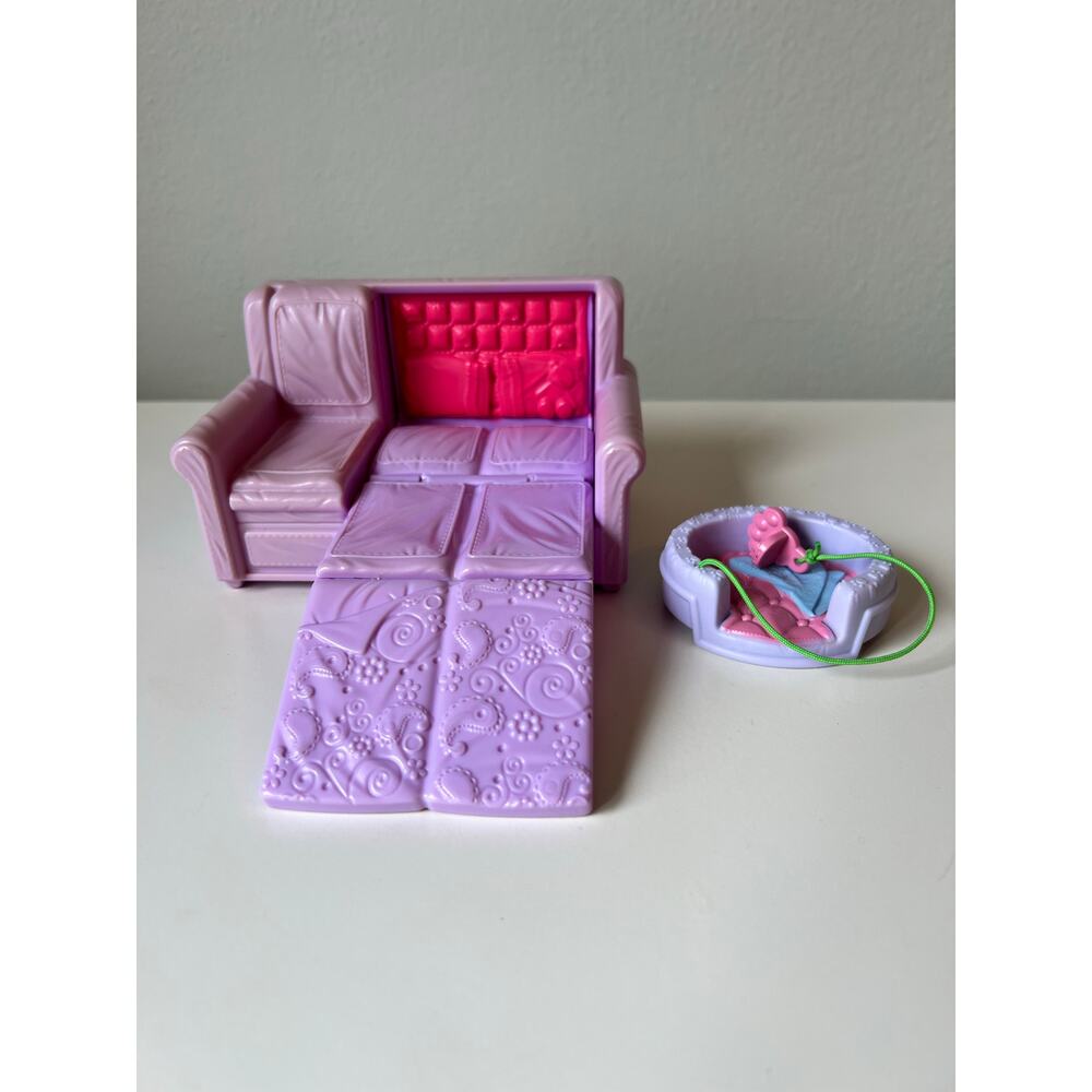Loving Family Dollhouse Purple Living Room Couch Sofa Bed Sleeper Pet Bed - Picture 2 of 8